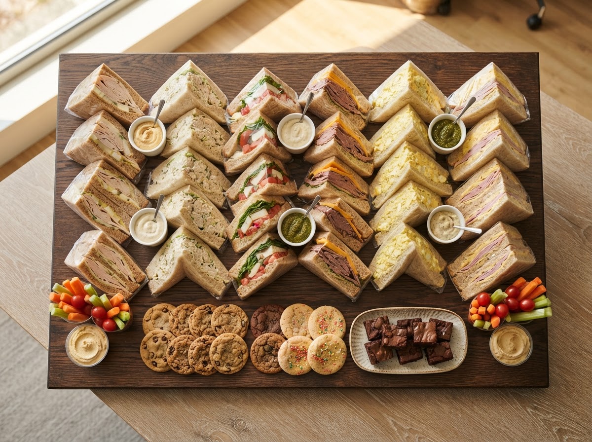 Corporate sandwich and cookie catering platter